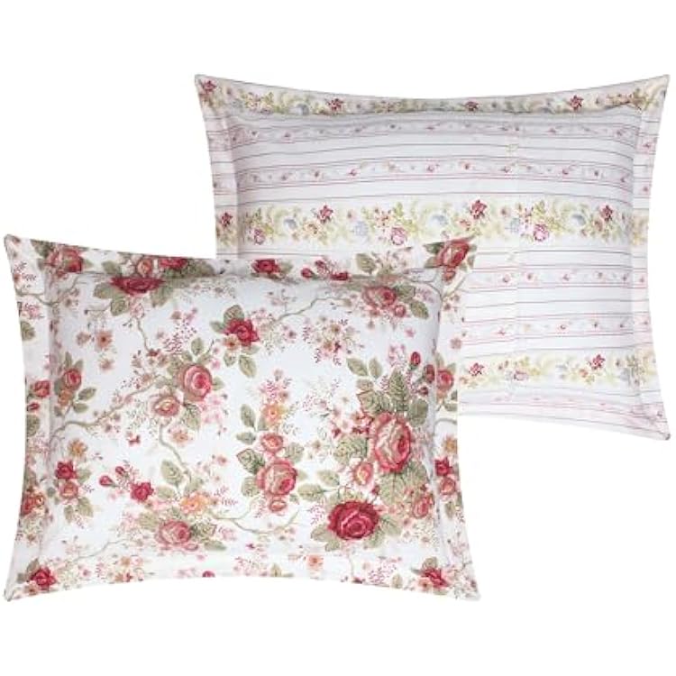 Greenland Home Antique Rose 100% Cotton Duvet Pillow Sham, 1 Count, King 20x36-inch, Ivory